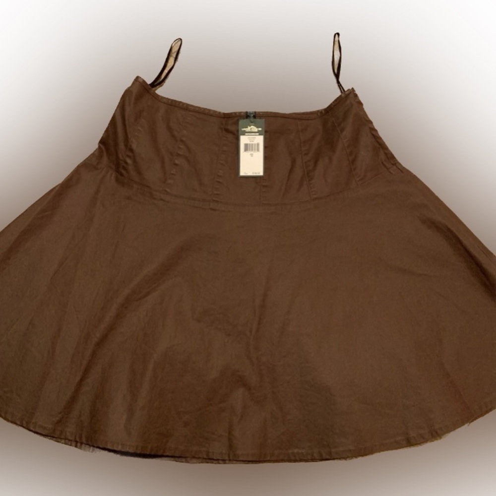 LRL Lauren Jeans espresso coloured flared iced cotton skirt